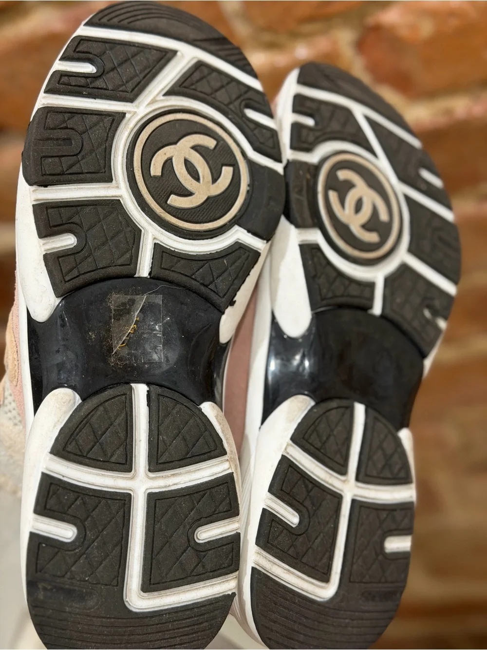 Chanel CC Size 39 Two Tone Knit Fabric and Suede Lace Up Sneakers